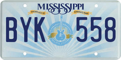 MS license plate BYK558