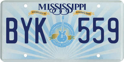 MS license plate BYK559