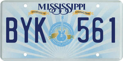 MS license plate BYK561