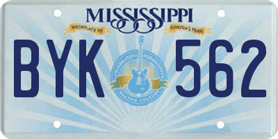 MS license plate BYK562