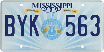MS license plate BYK563