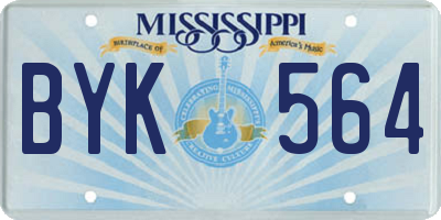 MS license plate BYK564