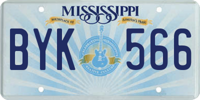 MS license plate BYK566