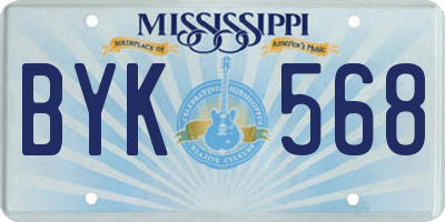 MS license plate BYK568