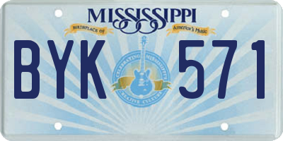 MS license plate BYK571