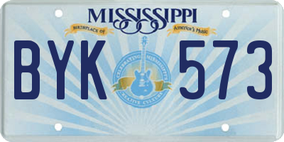 MS license plate BYK573