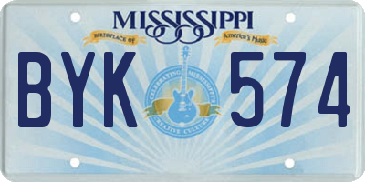MS license plate BYK574