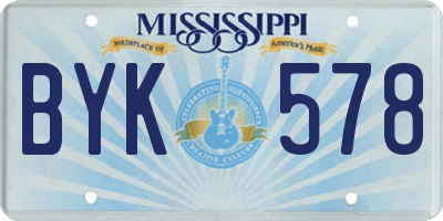 MS license plate BYK578