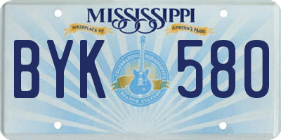 MS license plate BYK580