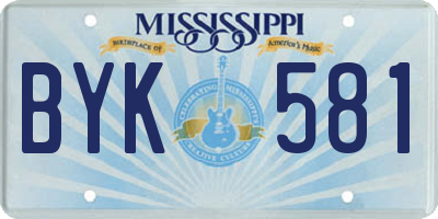 MS license plate BYK581