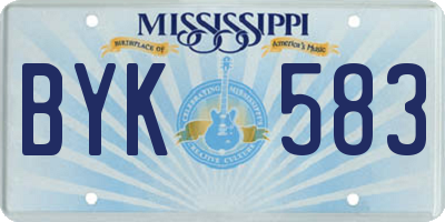 MS license plate BYK583