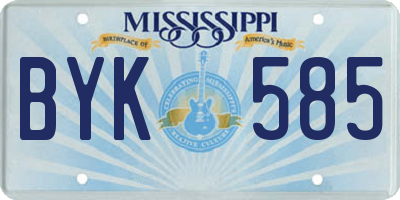 MS license plate BYK585