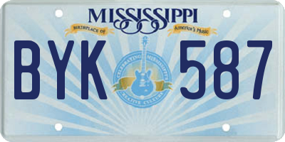 MS license plate BYK587