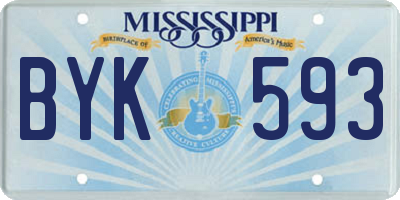MS license plate BYK593