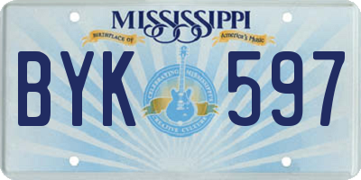 MS license plate BYK597