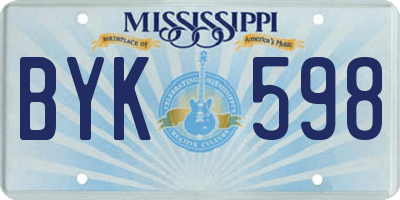 MS license plate BYK598