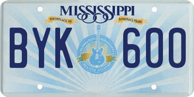 MS license plate BYK600