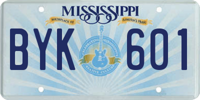 MS license plate BYK601