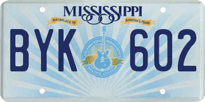 MS license plate BYK602