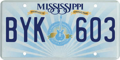 MS license plate BYK603