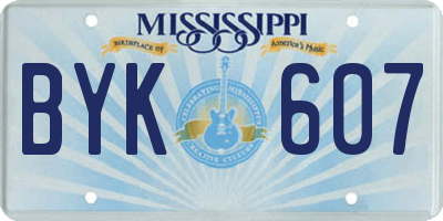 MS license plate BYK607