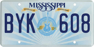 MS license plate BYK608