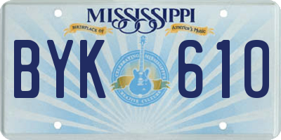 MS license plate BYK610