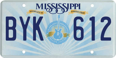 MS license plate BYK612