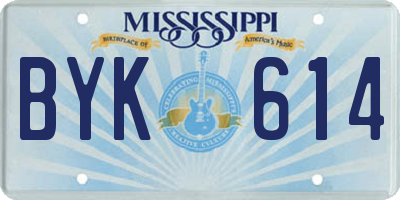 MS license plate BYK614
