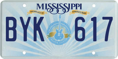 MS license plate BYK617