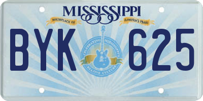 MS license plate BYK625