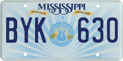 MS license plate BYK630