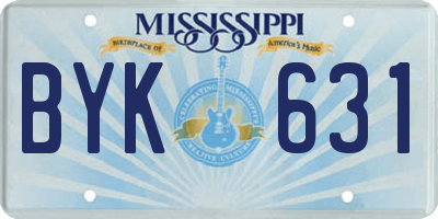 MS license plate BYK631