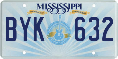 MS license plate BYK632