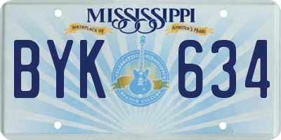 MS license plate BYK634