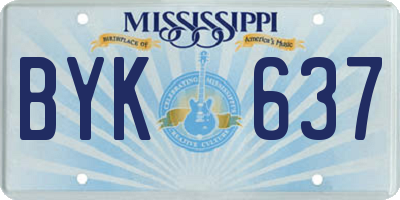 MS license plate BYK637