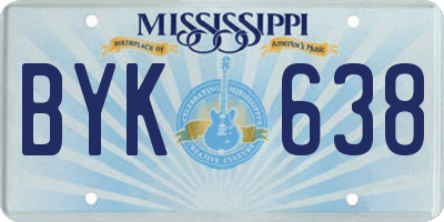 MS license plate BYK638