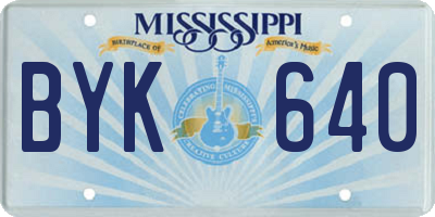 MS license plate BYK640