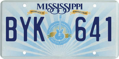 MS license plate BYK641