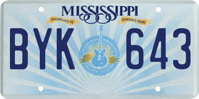 MS license plate BYK643