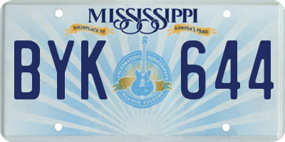 MS license plate BYK644