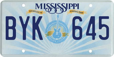 MS license plate BYK645