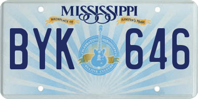 MS license plate BYK646
