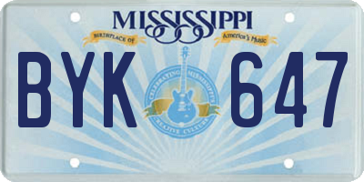 MS license plate BYK647