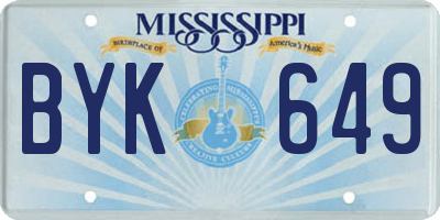 MS license plate BYK649