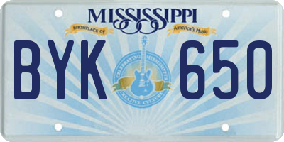MS license plate BYK650