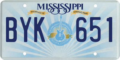 MS license plate BYK651