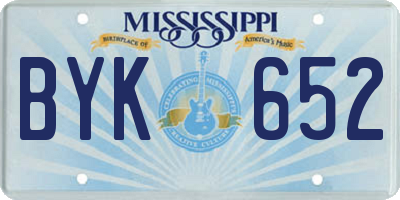 MS license plate BYK652