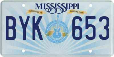 MS license plate BYK653