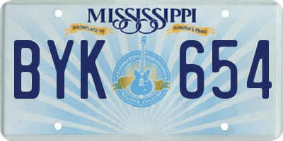 MS license plate BYK654